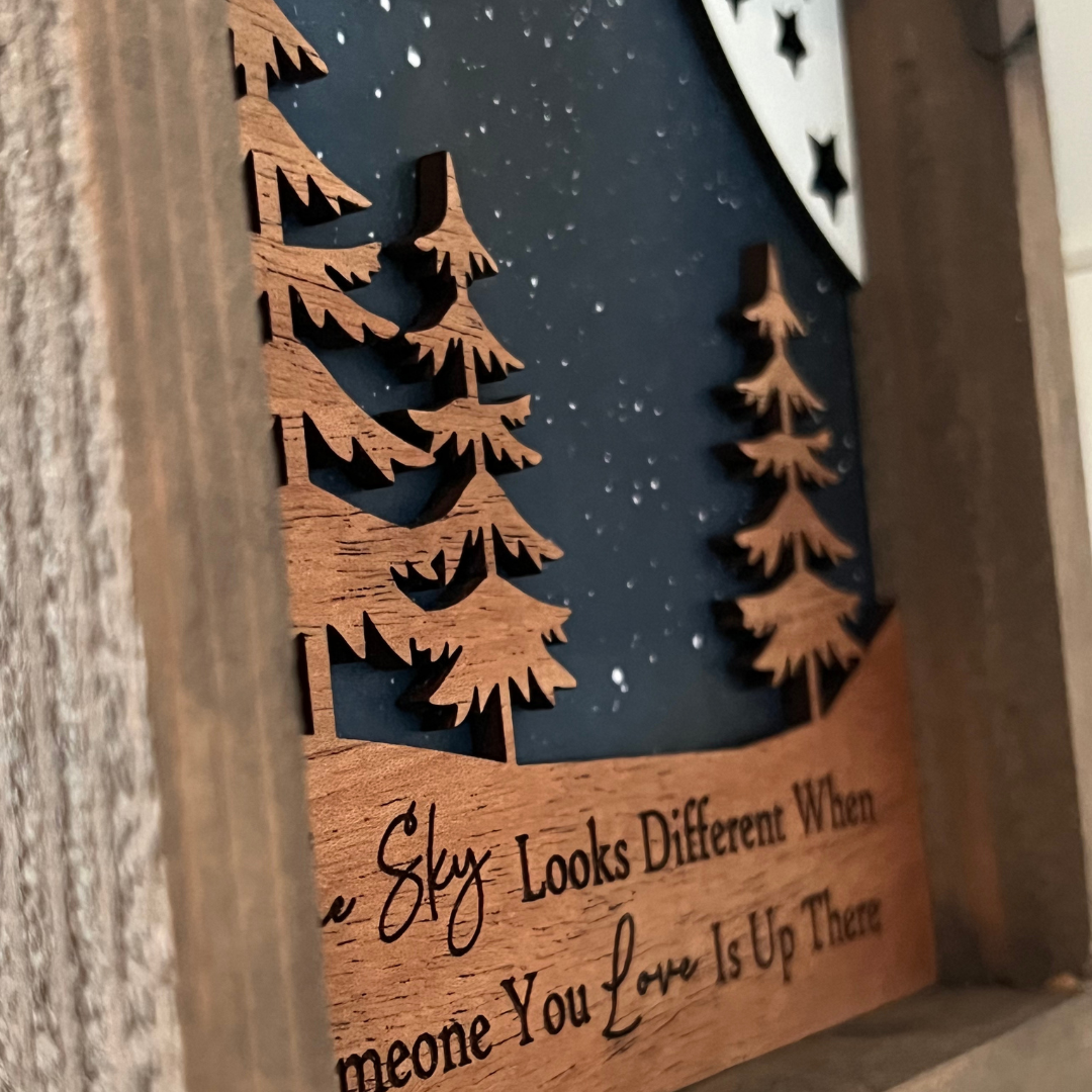 The Sky Looks Different Wooden Sign